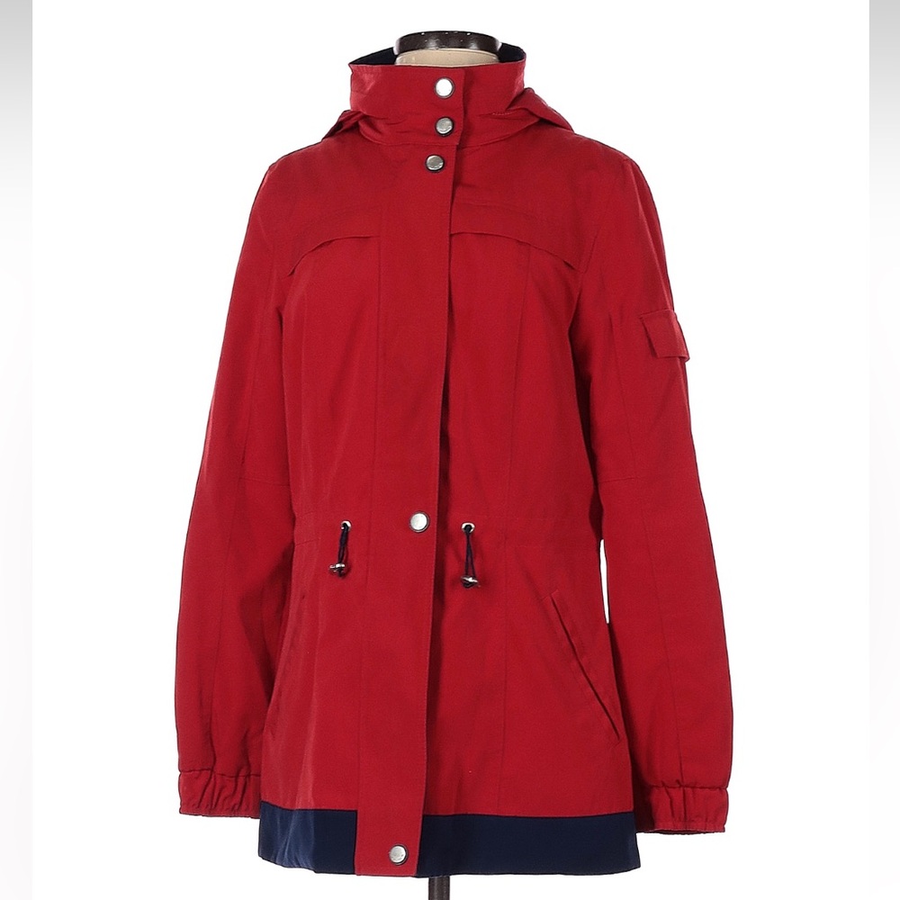 Nautica Women's Red Utility Jacket with Hood